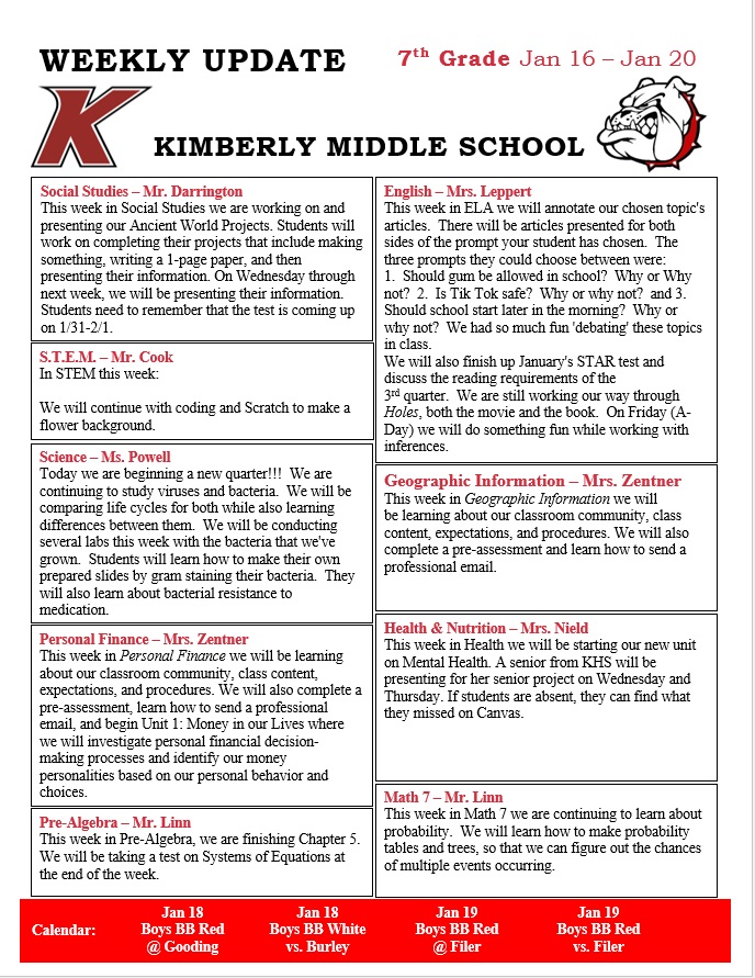 Jan 16 Weekly Update