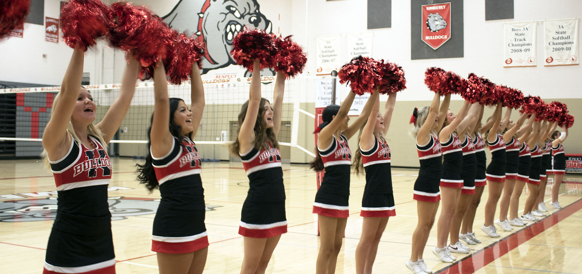 The KHS cheerleaders perform for the students during the Homecoming assembly on Friday, Sept. 9. | Photo by Jacey Cypriano