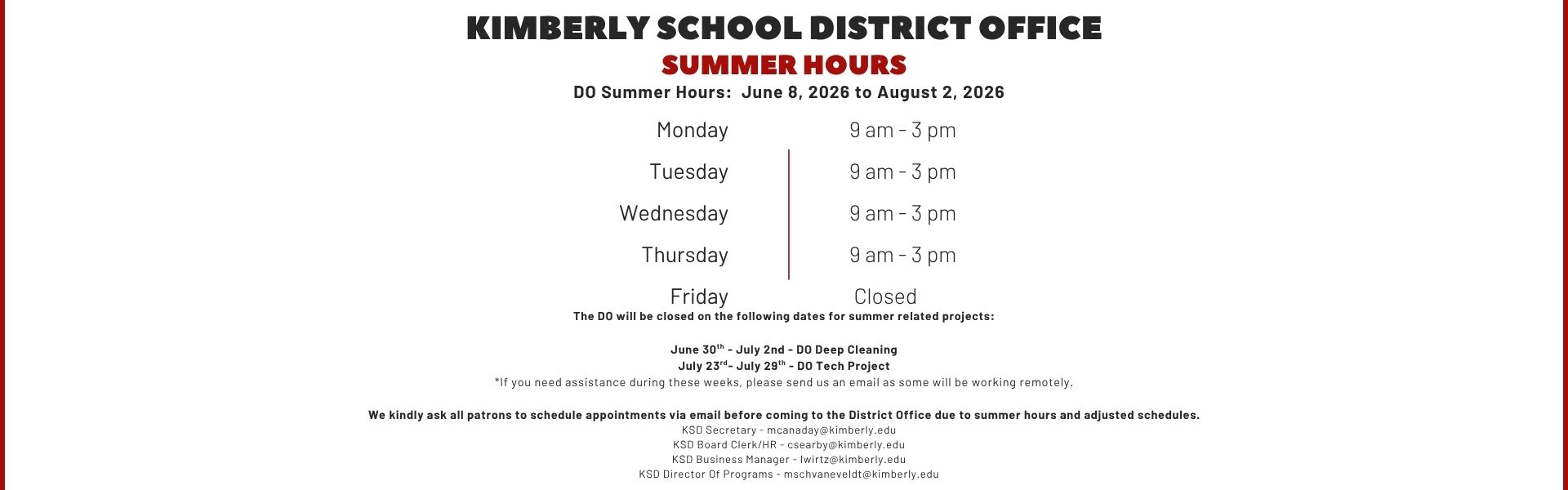 Summer Hours