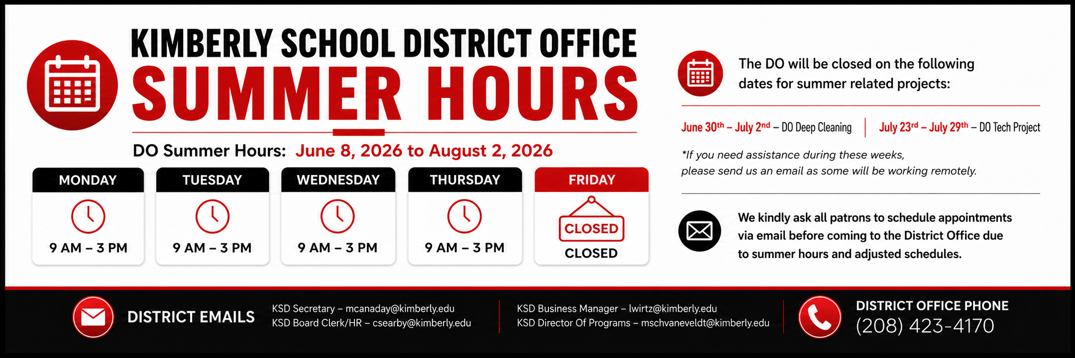 Summer hours
