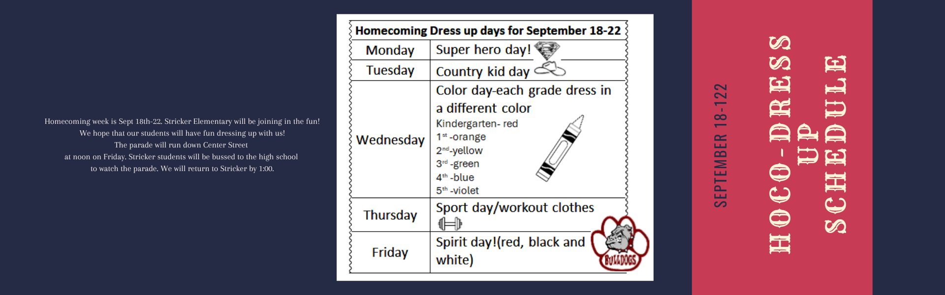 schedule for hoco dress up