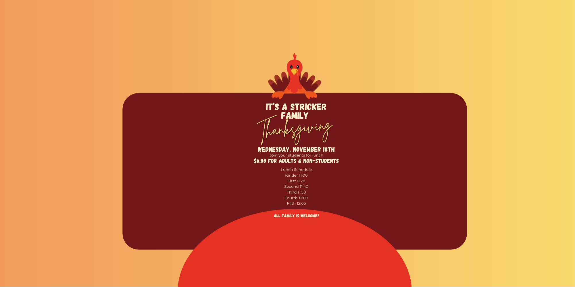 Thanksgiving Meal Schedule