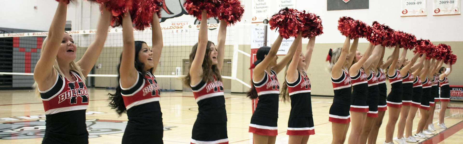 The KHS cheerleaders perform for the students during the Homecoming assembly on Friday, Sept. 9. | Photo by Jacey Cypriano