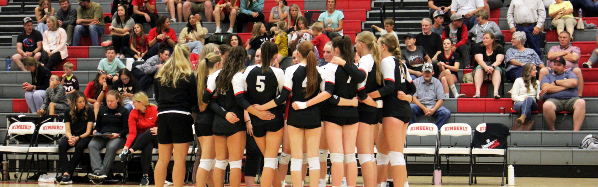 The KHS volleyball team meets before a match this season. | Photo by Publications staff