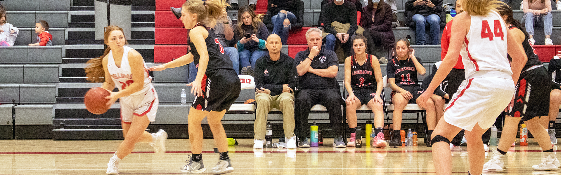 Emily Hanchey looks to pass the ball to Macy Dille during a game last season. | Photo by Emma Petersen