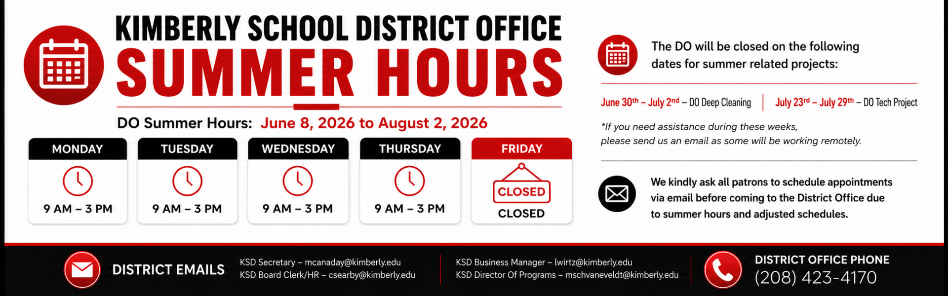 Summer hours