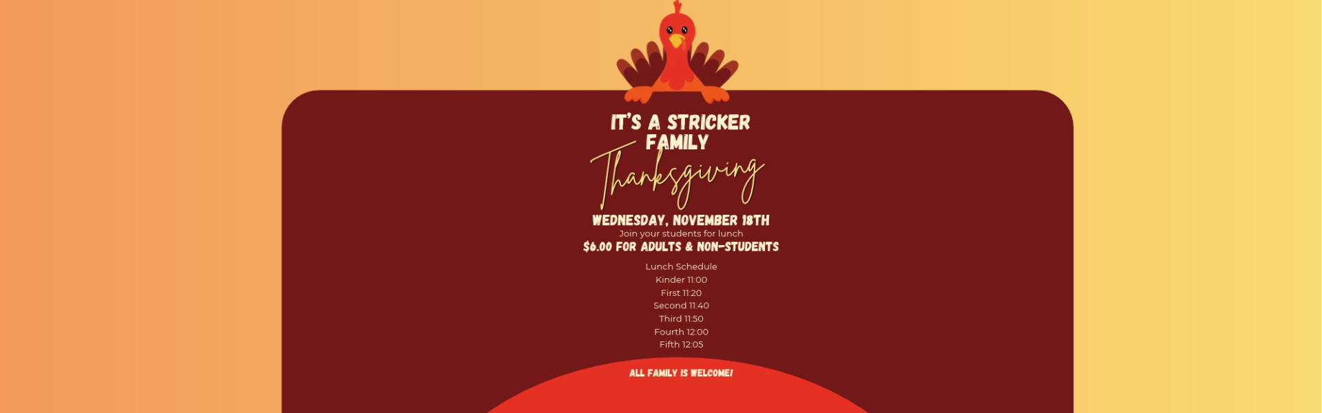 Thanksgiving Meal Schedule