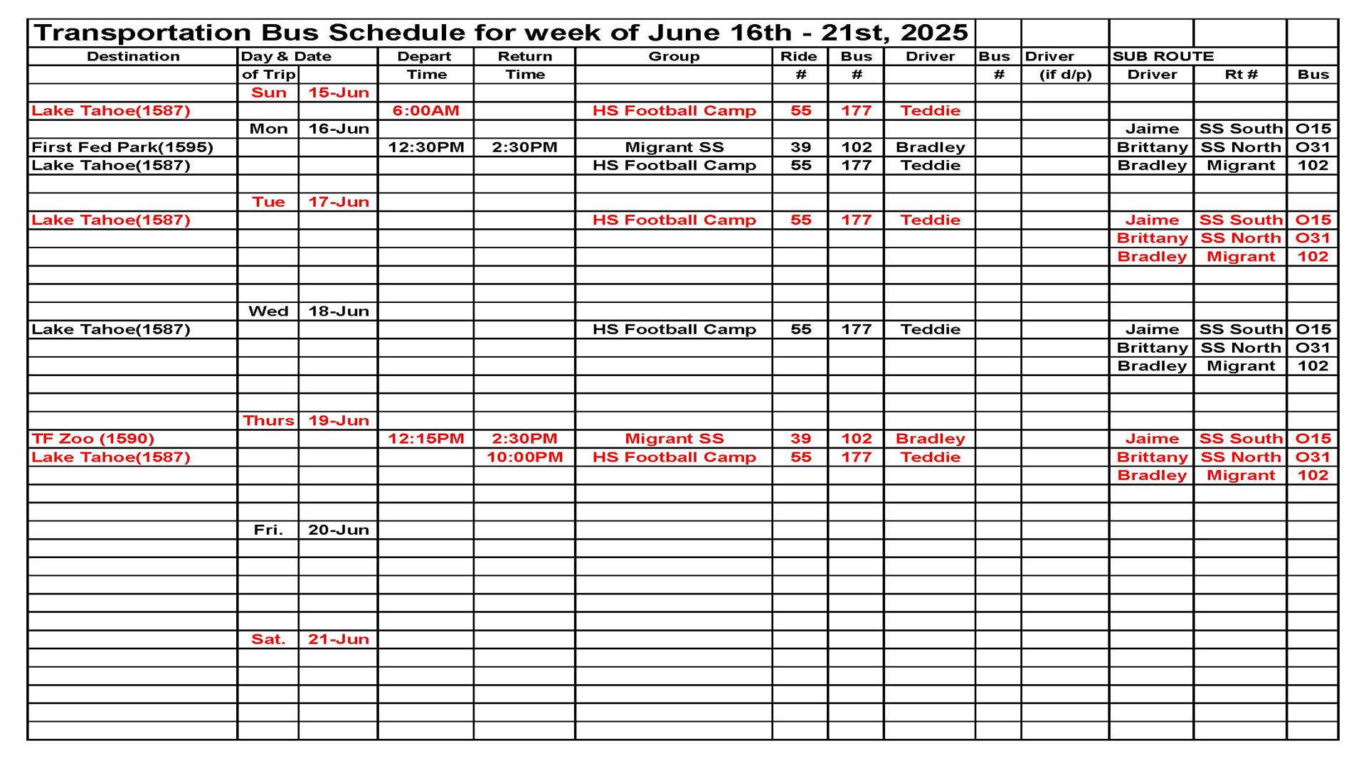 Daily Schedule