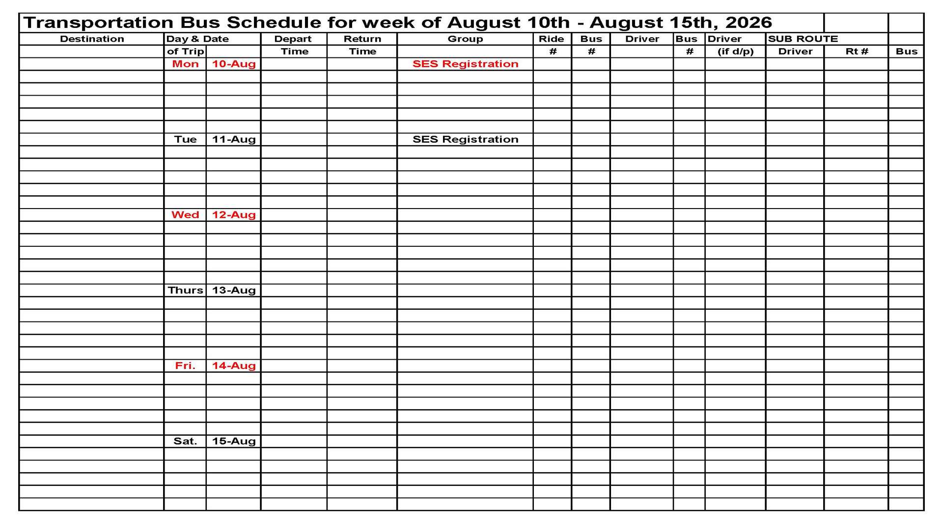 Transportation This Week
