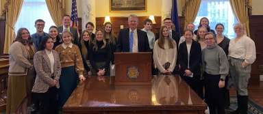 The KHS speech and debate team visits with Governor Brad Little at the Capitol building. | Submitted Photo