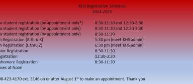 2024 KHS Registration Schedule
