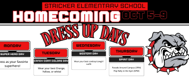 Homecoming Dress up Days Oct 5-9